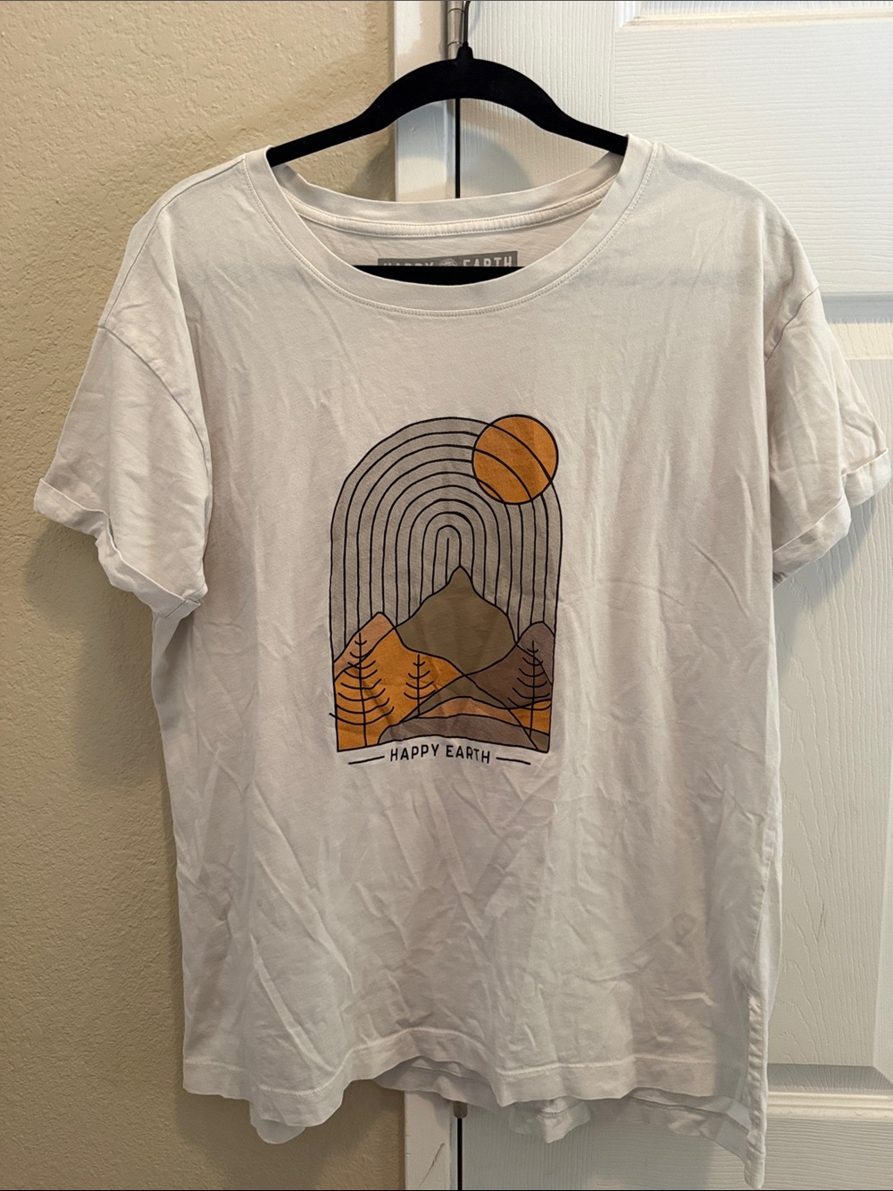 Happy Earth Graphic Tee - White with Orange Accent